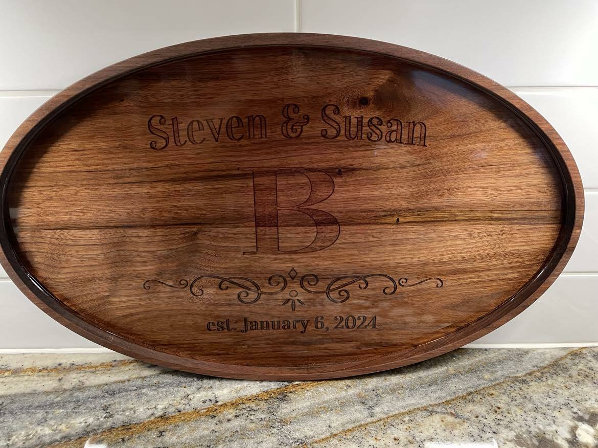 Large serving tray personalized