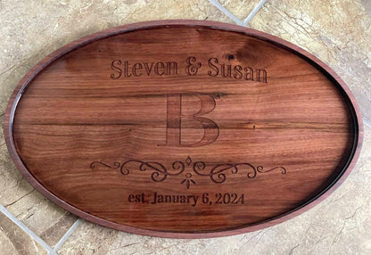 Serving Tray - Engraved Walnut with Epoxy