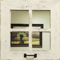 Reclaimed Barnwood Window Mirror 18″ Square (4-Pane) Farmhouse Style