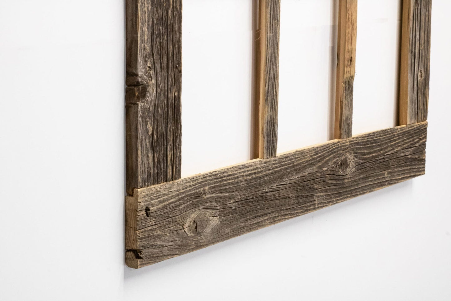 Reclaimed Barnwood Farmhouse Window Mirror - Vertical (8-Panes) Weathered Barnwood - untouched and very rustic