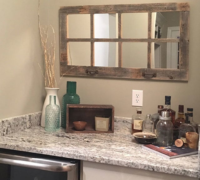 Reclaimed Barnwood Farmhouse Window Pane Mirror - Horizontal (8-Panes) Orientation