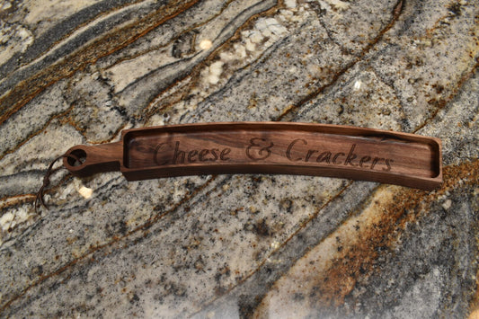 Engraved Cheese and Cracker Charcuterie Tray - Walnut - RiverCraft Woodworking