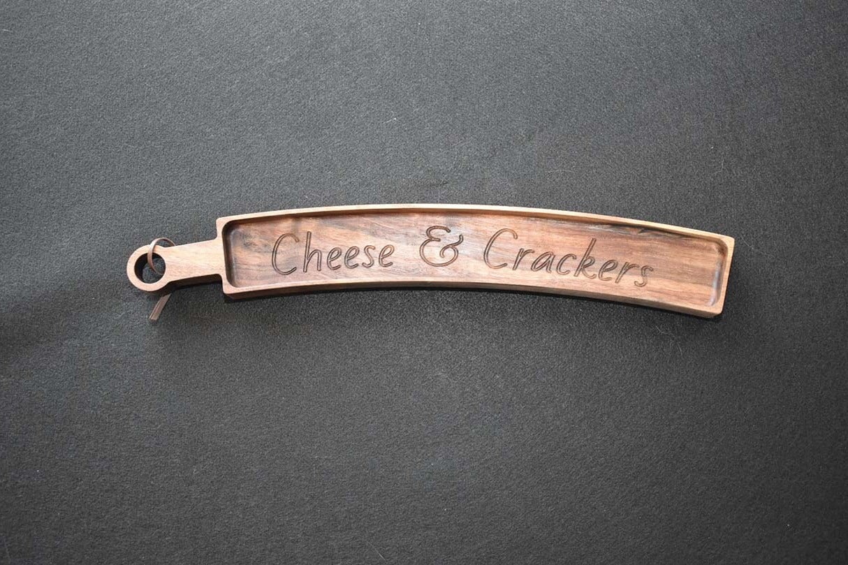 Engraved Cheese and Cracker Charcuterie Tray - Walnut - RiverCraft Woodworking